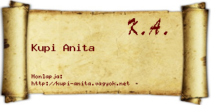 Kupi Anita névjegykártya